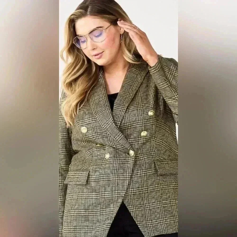 Nine West Size OX (14/16) Gold black shimmer blazer holiday